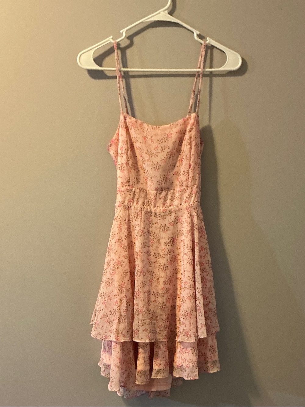 Lovely Day Pink Floral Tiered Spaghetti-Strap Dress